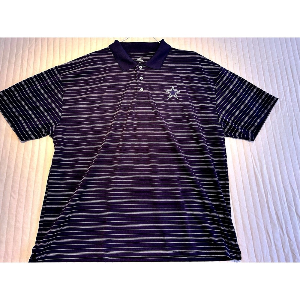 Dallas Cowboys Authentic Apparel 2XL Striped Polo Shirt Mens Size XXL Dark Navy